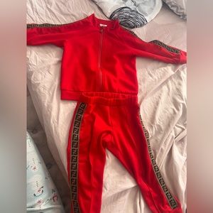 Fendi Kids Red & Brown Tracksuit